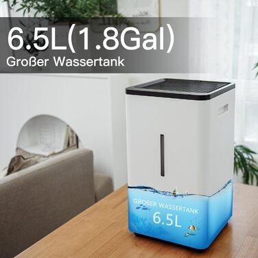 Зволожувач повітря 6L Top Fill, зволожувач повітря методом випаровування, 1000 мл/год, автовимкнення, білий (EH22)