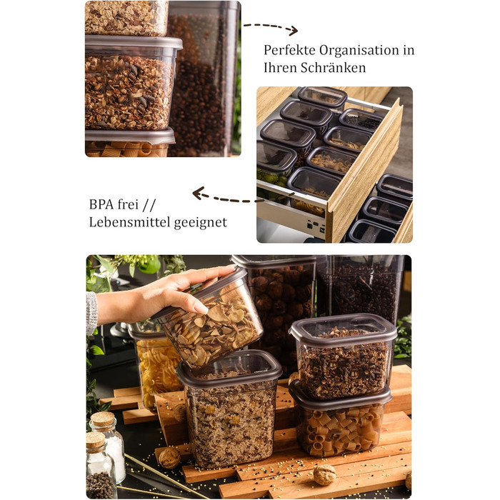 Герметичні контейнери для зберігання їжі Peggy 12 шт. по 800 мл, BPA-Free, для круп, цукру, борошна та інших продуктів