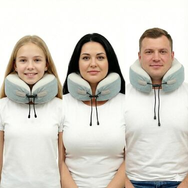 Подушка для шиї Sei Design для подорожей на літаку з Memory Foam, сірого кольору 32x32x11 см