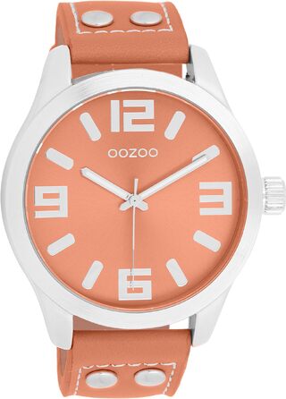 Жіночий аналоговий годинник Oozoo Timepieces з шкіряним ремінцем, круглий циферблат, помаранчевий