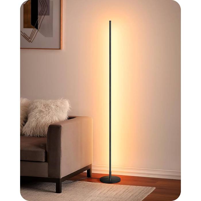 LED торшер Edishine 2 шт. з димуванням, тепле світло 3000K, регульована висота 146 см, для вітальні, спальні, офісу, чорний