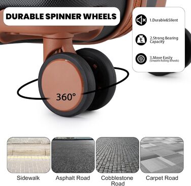 Чохол-валіза British Traveller Hartschalenkoffer, 74.5 x 49 x 30.5 см, ABS + PC, TSA-замок, 4 колеса, для подорожей та бізнесу (Чорний/Коричневий, L)