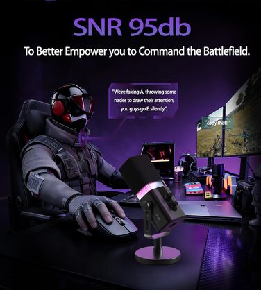 Професійний USB/XLR мікрофон Mailangshi для подкастів, стрімінгу та ігор з RGB підсвіткою та металевим корпусом