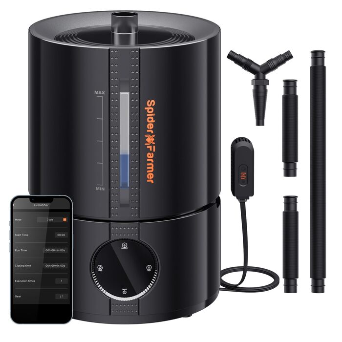 Увлажнитель воздуха Spider Farmer 450 мл/год для растений, палатки Grow, спальни, с гигрометром, автоматическое отключение, черный, 5л, верхнє заповнення