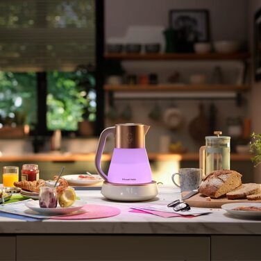 Russell Hobbs Glass Kettle [1.7L, Temperature Setting 40-100°] Calm (LED Lighting, Soothing Sounds, Quiet-Boil Technology, Keep-Warm Function, Digital Display, Touch Control, 2400W) 27450-70