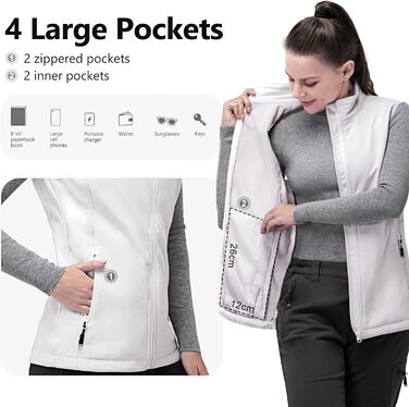 Легка жіноча софтшеллова жилетка 33,000ft: водонепроникна, вітрозахисна, для бігу, гольфу, туризму, біла