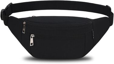 Поясна сумка на пояс, нагрудна сумка, спортивна сумка на стегно для жінок та чоловіків, водонепроникна, велика, для телефону, для кемпінгу, піших прогулянок, фітнесу, велосипеда, бігу (чорна)