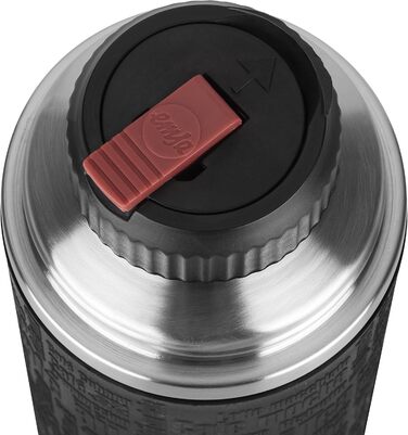 Emsa Senator Insulated Flask 515714 | Capacity: 1.0 L | 100 percent leak-proof | Silicone seal | Safe Loc closure | 12h hot or 24h cold | Black