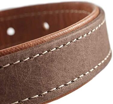 Нашийник для собак HUNTER PORTO, шкіряний, чорний/cognac, 30 см, ручної роботи