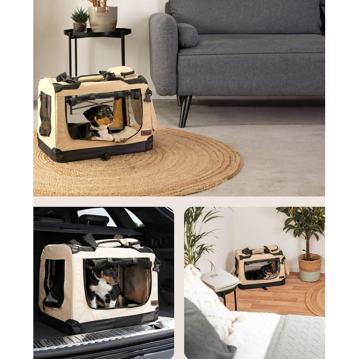 Транспортна переноска для собак та котів Lionto, 50x34x36 см, складана, з ручками та ковдрою, до 10 кг