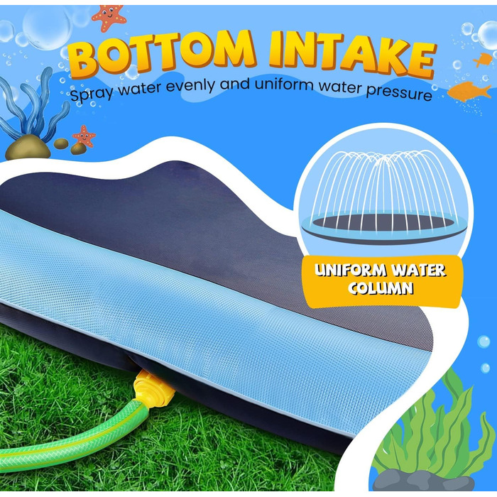 Дитячий розбризкувач Kinder з антиковзким покриттям, 200 см, іграшка для води, басейн для собак, ігри на вулиці, Splash Pad (блакитний)