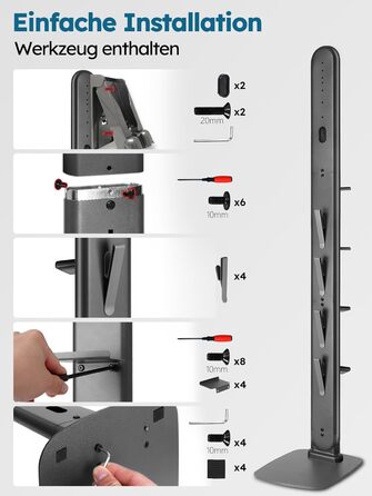 Підставка для пилососів Dyson G5, V15, V12, V11, V10, V8, V7, V6, металева з 4 гачками та 4 полицями, без свердління, стійка, підлогова, приховане кріплення кабелю, темно-сірий
