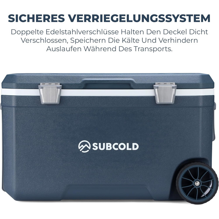 Subcold MOBI Rollkühlbox 70L: Ізольована сумка-холодильник на колесах для подорожей, авто, кемпінгу. PU-ізоляція, синій колір