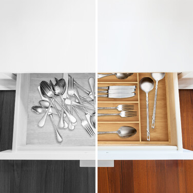 Relaxdays Bamboo Cutlery Box with 5 Compartments
