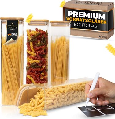 Скляні банки для зберігання з кришкою, кутові - набір 8 шт. - об'єм 5,2 л, посилена скляна тара, герметичні контейнери для продуктів, кухонні органайзери