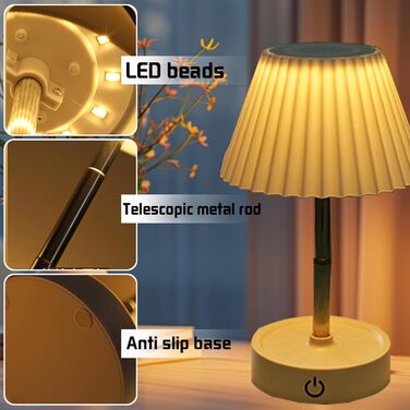 Настільна LED лампа акумуляторна 2 шт., телескопічна, з USB зарядкою, диммер сенсорний, нічник для спальні, вітальні, приліжкова