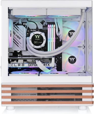 Корпус Thermaltake TG ARGB Micro-Tower з темперованим склом, 3 вентилятори ARGB, підтримка водяного охолодження 240/280мм, білий (View 170 Wood, Snow)