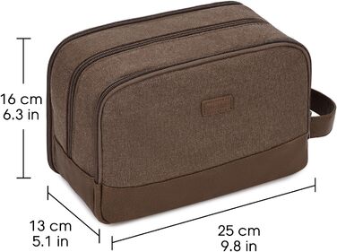 Чоловіча дорожня косметичка WANDF з канвасу, водонепроникна, веганська шкіра, зелений/коричневий колір