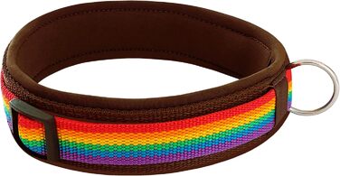 Нашийник для собак Extra-Wide & Soft з неопреновим наповнювачем (S, L, 50-55 см), Кольори: Райдуга на коричневому