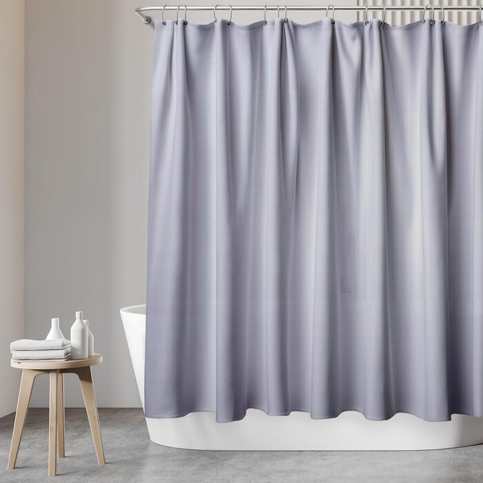 Штора для душу 180x200 см з кільцями, водонепроникна, антибактеріальна, з малюнком, сіра - Öko-Tex сертифікат