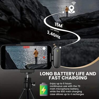 Technaxx Dual Wireless Mini Мікрофонний Набір TX-301 – 2 бездротові петличні мікрофони з шумозаглушенням, USB-C приймач, зарядний кейс, кліпса – для подкастів та запису звуку