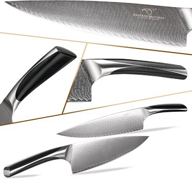 NANFANG BROTHERS 18-Piece Damascus Kitchen Knife Set with Hammered Handles & Wooden Block - Premium Quality
