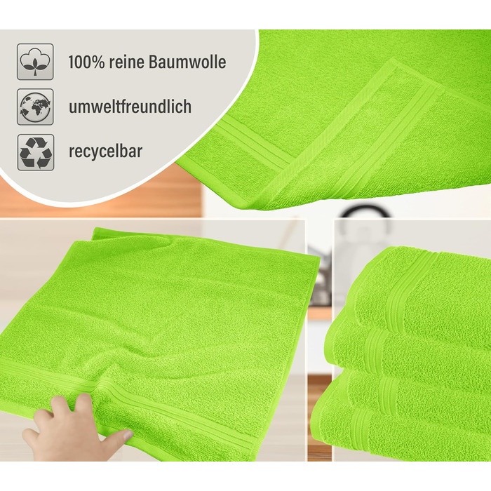 Lashuma 4-Piece Set of Small Kitchen Towels 50x50 cm, Linz Kitchen Towels for Hands Green