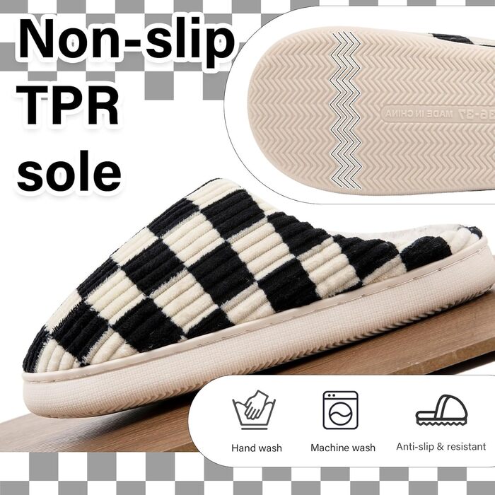Тапочки халатні Guyarns для дому, чорні, 44/45 EU, з м'якою устілкою Memory Foam, антиковзаюча підошва, в'язане каро, для жінок та чоловіків