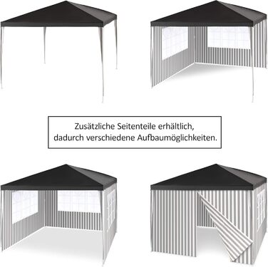 Nexos GM36000 PE-Pavilion Party Tent for Garden, Terrace, Market, Camping, Festival as Shelter and Waterproof Cover, 3 x 3 m White (Anthracite)