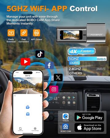 Відеореєстратор Auto Dashcam 4K WiFi 360° з CPL, 64GB SD, IPS Mini камера з Super Night Vision, WDR, 170° та G-Sensor