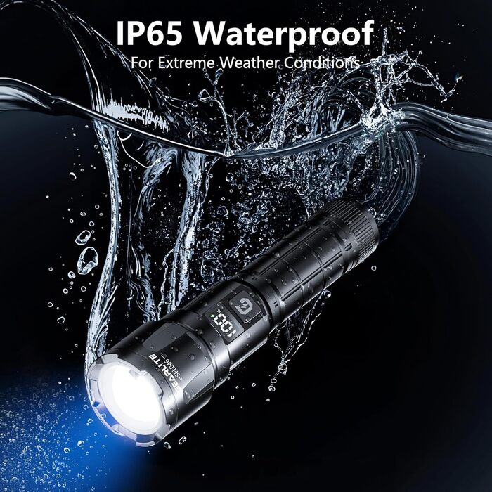 LED ліхтарик Gearlite: 6000 люмен, тактичний, водонепроникний (IP65), 3 режими, для кемпінгу, риболовлі, надзвичайних ситуацій. Чорний