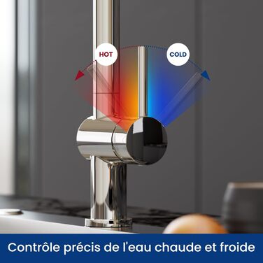 Кран кухонний CECIPA X203B чорний з висувною лійкою, 360° обертання, двома режимами струменя, з нержавіючої сталі