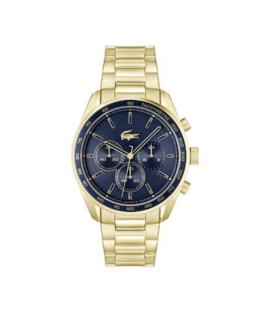 Годинник чоловічий Lacoste Boston Chronograph кварцовий з шкіряним або металевим браслетом (Золото-Синій, Метал)