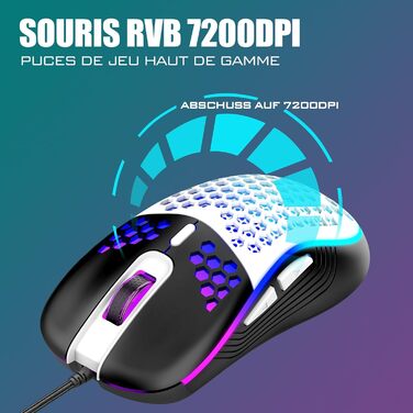 RedThunder K62 Бездротова ігрова клавіатура та миша, RGB, AZERTY, 62 клавіші, міні, для PC/PS5 (Чорний/Білий)