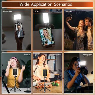 LED світло для селфі на телефон ST-120-CT: 120 світлодіодів, регулювання яскравості, 3000-9000K, акумулятор 3000mAh, CRI 95+, з тримачем та штативом для відеозйомки, блогінгу та конференцій