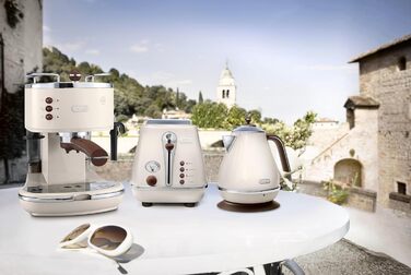 Кавомашина еспресо De'Longhi Icona Vintage ECOV 311.BG – ретро дизайн, ручний капучинатор, для кави та ESE Pads, об'єм 1,4 л, бежевий колір