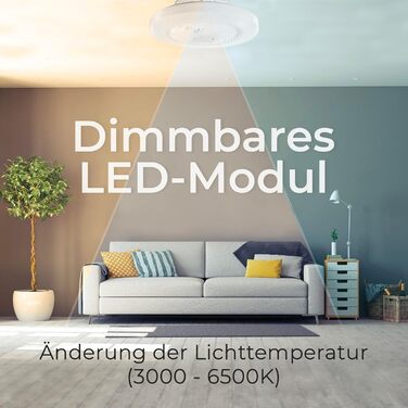 Стельовий вентилятор Noaton Triton 12050B з LED підсвіткою, димування, 3 режими світла, пульт, таймер, 50 см, білий