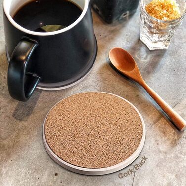 Coasters for Drinks, Absorbent Ceramic Stone Coasters Set with Metal Holder Stand, Cork Base, Marble Surface Pattern, Cup Placemats for Home Decor, Set of 6 - White (Black)