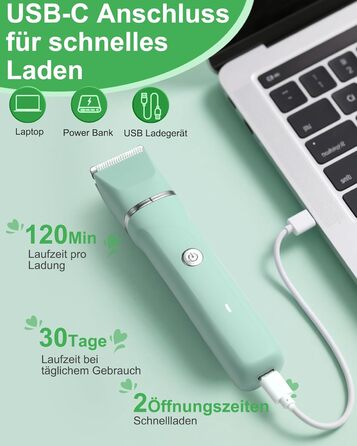 Електричний жіночий триммер 3-в-1 для тіла та обличчя, водонепроникний, зелений