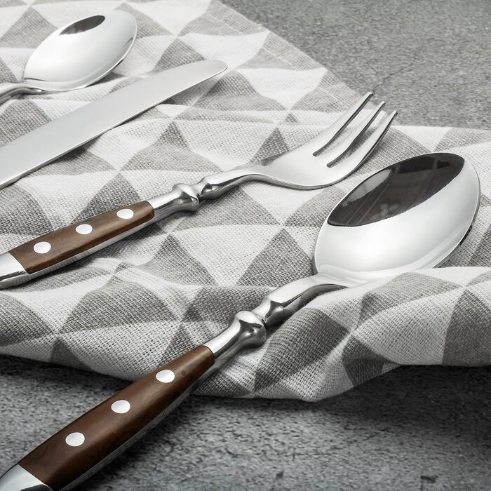 Alata 6-Piece Cutlery Set - Rustic Tableware Set Made of Stainless Steel with Brown Handles - Forged and Heavy - 30-Piece - Berlin Brown Series 30-Piece
