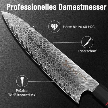 Ніж кухонний японський Kiritsuke Damast, 20 см, сталь VG10, 67 шарів, рукоять G10, подарункова коробка