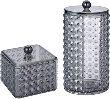 Організатор для ватних дисків, акриловий контейнер для ватних дисків з кришкою, чорний, для спальні, ванної кімнати, туалетного столика