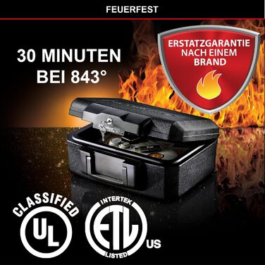 Master Lock Fireproof and Waterproof Safe with Key - Triple Protection: Flight, Fire & Flood, 5L, 15.5 x 36.2 x 28.4 cm