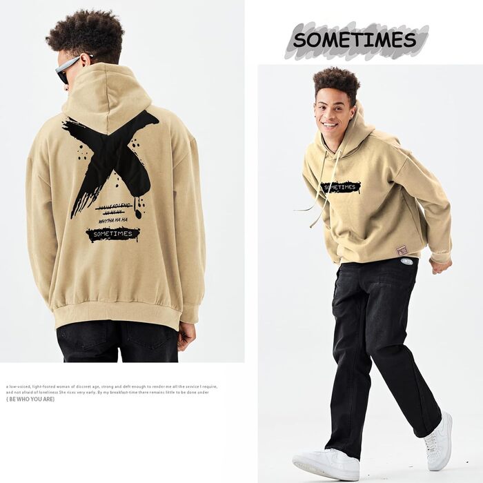 Худі Moshtashio чоловіче базове з капюшоном, світшот з довгими рукавами, класична чоловіча куртка-толстовка, унісекс, білий (L, Бежевий)