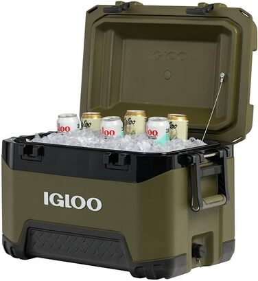 Термобокс IGLOO BMX 52 49L зелений – міцний охолоджувач для кемпінгу, риболовлі, фестивалів, роботи. Зберігає холод до 49 літрів