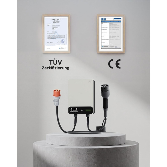 Wallbox 11 кВт з Wi-Fi та кабелем Type 2 7,5м, 3-фазне зарядне для електромобілів (BEV/PHEV), 6-16A, 400V, RCD Type A 30mA/DC 6mA, IP54, чорний. Зарядна станція для дому.