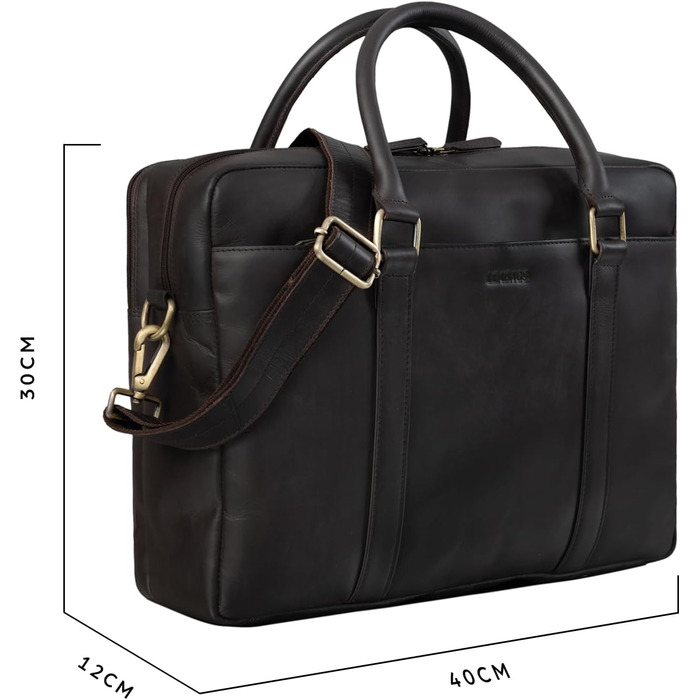 Сумка для ноутбука Leabags Leder Aktentasche чоловіча шкіряна до 16 дюймів, коричнева (M) - ділова сумка, месенджер, портфель