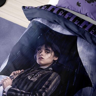 Комплект постільної білизни Wednesday Addams 135x200: ковдра та наволочки, мікрофібра, для дітей та підлітків