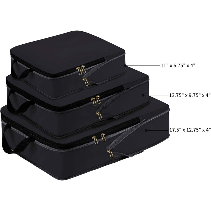 Органайзери для подорожей Eono by Amazon: набір кубів-компресорів для пакування валіз та рюкзаків, 4 шт. (3 шт. чорного кольору)