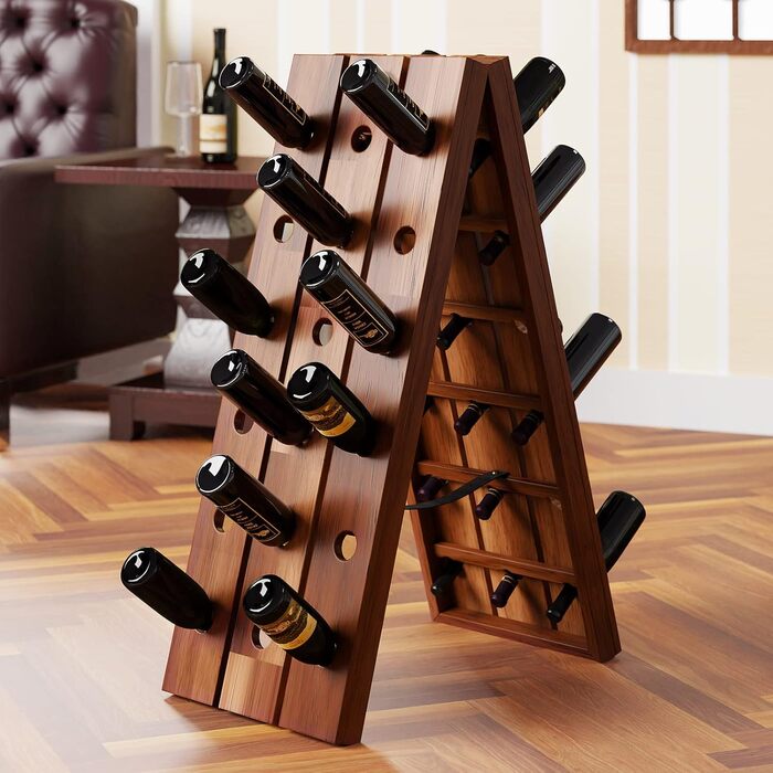 Casaria® Wine Rack for 36 Bottles, 87x 55x 39cm, Acacia Wood, Freestanding, Folding, Cellar, Kitchen, Living Room, Bar, Wine Stand, Wine Holder, Bottle Rack, Shelf, Rustic